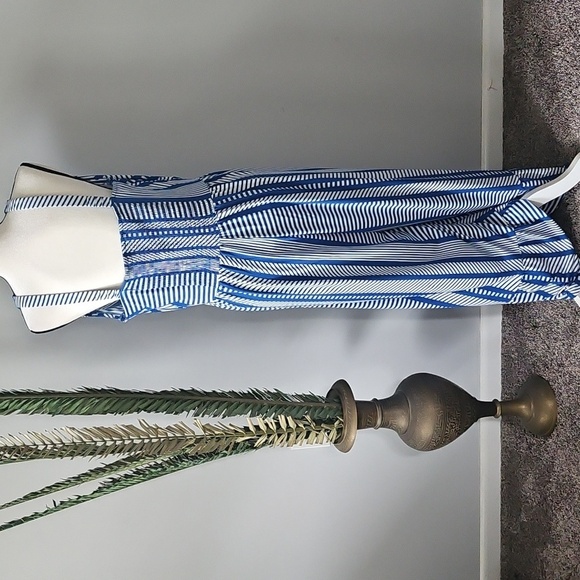 Cato Blue and White Striped Jumpsuit with Ruffle Hem NWOT - Picture 6 of 16